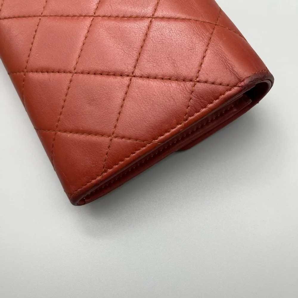 ❤️CHANEL Red Quilted Leather Wallet/Clutch